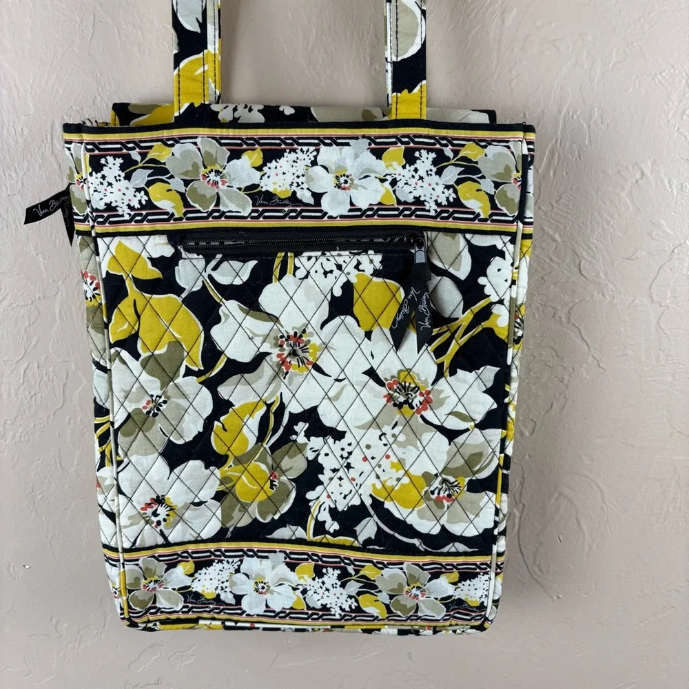 Vera Bradley Yellow and Black Floral Tote Bag Laptop Checkpoint Friendly Travel